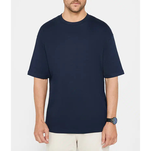 Camiseta de Algodón para Hombre, Cuello Redondo, Manga Corta, Corte Regular, Color Azul Marino, Estilo Casual - Product Image 1