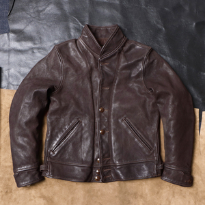 Chaqueta de Piel de Cabra Italiana de Primera Calidad, Estilo Vintage Einstein, con Cuello de Cremallera de Cuarto, Color Verde Frutal, para Hombre - Product Image 4