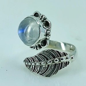 Rainbow Moonstone <b>Ring</b> 925 Sterling <b>Silver</b> Handmade <b>Statement</b> Promise <b>Ring</b> for Women Boho Round June Birthstone Jewelry - Product Image 3
