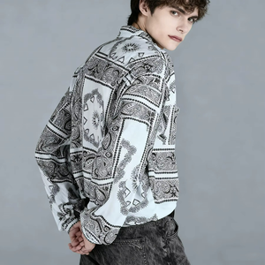 Chemise boutonnée à manches longues pour homme, style décontracté, respirante, motif à pois, pour mariage et fête, ODM, printemps, 180g, par un grand créateur de mode - Product Image 2