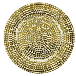 Round Gold Metal Charger Plate with Beaded Design Glam Table Setting Party Dishes metal charger plate - Product Image 1