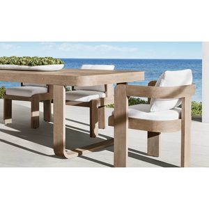 Contemporary Modern Outdoor Dining <b>Chair</b> Solid <b>Teak</b> Wood Thick Cushioned Seat and Backrest Comfortable Patio Resort Seating - Product Image 6