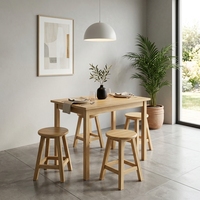 Tabouret de bar rond en teck massif, tabourets de salon, ottomanes, tabouret haut en bois artisanal, sièges d'appoint, meubles de décoration intérieure