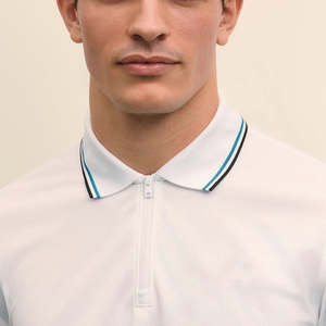 Camisetas de Alta Calidad con Cierre de Cremallera, Color Beige, Corte Holgado, Logotipo Personalizado Impreso, Patrón Sólido, Cuello Acanalado, Transpirables, Camisetas Polo para Hombre - Product Image 6