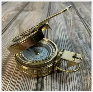 Vintage Brass <b>Compass</b> Circular Pocket Nautical Decor <b>Antique</b> Style Gold Plated Metal Craft - Product Image 3