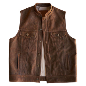 Men's High Quality Lightweight Motorbike Leather <b>Vest</b> with Custom Logo Casual Style Breathable Feature for Winter Low Price - Product Image 2