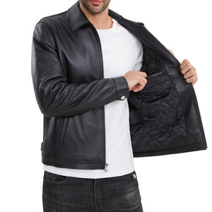 Wholesale Casual Leather <b>Jacket</b> For <b>Men</b> Solid Color Warm Plus <b>Velvet</b> Biker Style <b>Men</b> Leather <b>Jacket</b> Hooded Customized Motorbike - Product Image 4