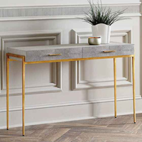 Table console moderne convertible et extensible à 3 tiroirs en faux shagreen, personnalisable et colorée, pour chambre, salon, entrepôt, salle à manger, avec base de pieds