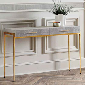 Modern Convertible Extendable 3-Drawer Faux Shagreen <b>Console</b> <b>Table</b> Custom Colorful Bedroom Living Room Warehouse Dining Leg Base - Product Image 1