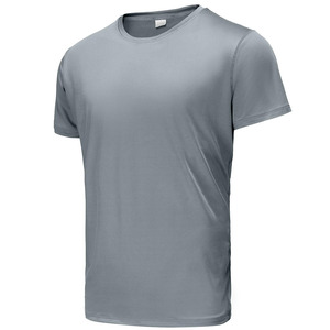 Camiseta de Cuello Redondo para Hombre, Corte Regular, Manga Corta, Secado Rápido, Ecológica, Transpirable, Color Sólido, Logotipo Frontal, Gris, Ropa Casual - Product Image 2
