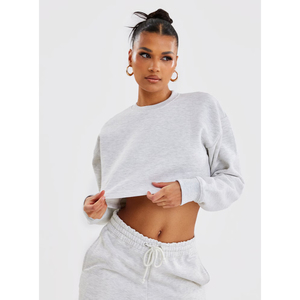 Wholesale Womens Cropped Hoodie Sweatshirt Blank Pullover Hooded <b>Top</b> Custom Print OEM Supplier - Product Image 5