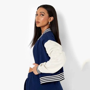 Women College Varsity <b>Jacket</b> Custom Embroidered Wool <b>Leather</b> Sleeve Letterman Outerwear OEM ODM Sample Service - Product Image 4