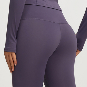 Ensemble de vêtements de sport pour femmes, veste à manches longues violette, soutien-gorge de sport, leggings taille haute sans couture, tenue de fitness - Product Image 5