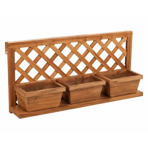 Macetero de pie de madera de teca para jardín de hierbas con rejilla - Estante de una sola capa para sala de estar - Venta al por mayor - Product Image 1