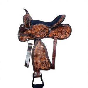 Étriers de selle western en aluminium avec équipement équestre en cuir, accessoires pour chevaux, produit équestre - Product Image 1