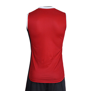 Ensemble de maillots de volley-ball unisexes personnalisés sans manches, rouge et noir, imprimé géométrique, uniforme athlétique respirant, sublimé - Product Image 5