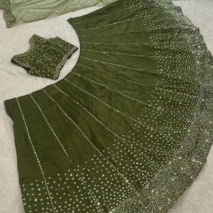 New Collection Traditional Georgette Short Sleeves Casual <b>Lehenga</b> Choli Resham Sequins Embroidery Women Regular Fit All Seasons - Product Image 5