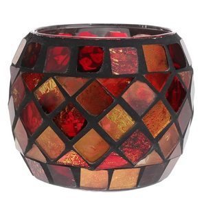 <b>Red</b> Mosaic Glass Tealight <b>Candle</b> Holder Handmade Decorative Votive <b>Candle</b> Cup for Home Decor Diwali Wedding Table Centerpiece - Product Image 1