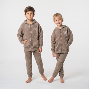 Chándal de Algodón con Lavado Ácido de Alta Calidad para Niños Unisex, Sudadera con Capucha y Cremallera Completa, Hombros Caídos, Talla Grande - Product Image 5