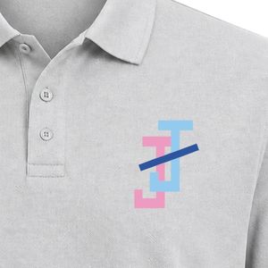 Light Gray Short Sleeve Polo Shirt with Small JJ Embroidered Chest Logo <b>Only</b> Plain Back Button Collar Design Casual Everyday - Product Image 5