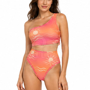 Women Resort Swim Set Two Piece Coordinated Swimwear Flexible Fabric <b>High</b> Bottom Summer Travel Beach Apparel - Product Image 5