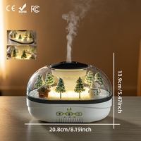 Diffuseur d'arômes de Noël 400 ml avec scène de neige, micro-paysage, Père Noël et gouttes de pluie, avec veilleuse