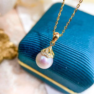 DIY Pearl Accessories 30509 S925 <b>Silver</b> Pendant Stand Fashion Jade Necklace with 8-10mm Round <b>Beads</b> Jewelry Findings Components - Product Image 4