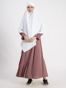 Ensemble de prière et de vêtement islamique Makhna blanc uni à manches longues, léger, pour femme adulte, avec couvre-chef et tenue modeste pour le quotidien - Product Image 2