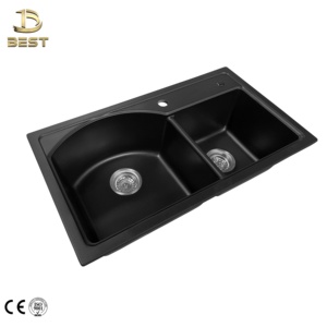 Évier de cuisine BEST-7844G de la marque BEST, fabriqué par des artisans vietnamiens, à cuve simple ou double, style granit, en quartz composite, à encastrer - Product Image 4