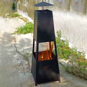 Chimenea <span class=keywords><strong>Exterior</strong></span> Multifuncional Moderna en Oferta, Chimenea <span class=keywords><strong>de</strong></span> <span class=keywords><strong>Leña</strong></span> con Construcción <span class=keywords><strong>de</strong></span> Acero al Carbono, Acabado Negro para Uso en el Patio Trasero - Product Image 2