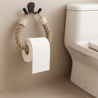 Support de papier toilette en corde pour rangement domestique, support en bois avec crochet, accessoires de décoration, porte-serviettes en papier