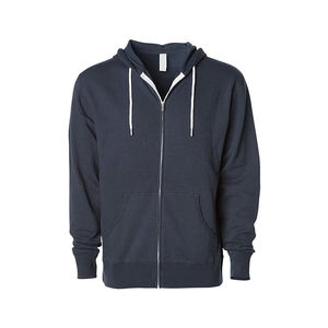 Sweat-shirt à capuche zippé bleu marine pour homme, coupe classique, décontracté, pour l'automne, 100% coton, molleton tricoté, couleur unie - Product Image 1