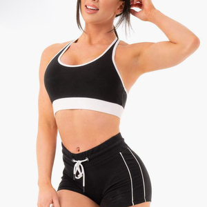 Conjunto de Yoga para Mujer de Color Sólido OEM, Sexy, a Prueba de Impactos, Bra Deportivo y Shorts de 2 Piezas, Secado Rápido, Cintura Frontal Personalizable, Poliéster/Algodón - Product Image 1