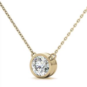 จี้เพชรทรงกลมเจียระไนแบบบริลเลียนท์ 18k/22k/24k เพชรเลี้ยงในห้องปฏิบัติการ พร้อมสร้อยคอแบบเคเบิล สำหรับผู้หญิงและเด็กผู้หญิง สวมใส่ในงานแต่งงาน - Product Image 3