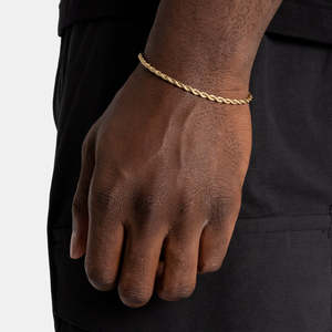 Luxury Gold <b>Rope</b> Chain <b>Bracelet</b> | 18K Gold Plated Twisted <b>Rope</b> Link <b>Bracelet</b> for Men & Women - Product Image 3