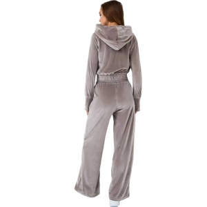 Survêtement avec logo personnalisé avec strass Sweat-shirt zippé et survêtement de jogging Ensemble 2 pièces Survêtement en velours pour hommes et femmes 2026 - Product Image 5