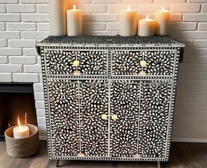 ILAHI's Bone Inlay Table Modern Design Agate Detailing <b>Storage</b> Portable Home Furniture - Product Image 5