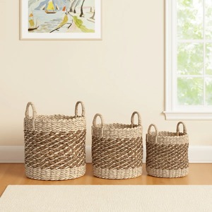 ชุดตะกร้าลายหญ้าทะเล 3 ใบ ตะกร้าเก็บของทำมือ ขายส่ง เป็นมิตรกับสิ่งแวดล้อม ผลิตในเวียดนาม - Product Image 2