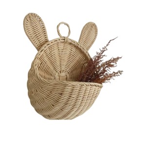 Teardrop Rattan Hanging Basket Handwoven <b>Wicker</b> Pocket Nursery Toy Organizer Boho Home Kitchen Wall Decor <b>Bin</b> - Product Image 5