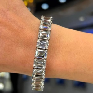 Bracelet tennis de luxe pour homme en argent sterling avec moissanite taille émeraude, style hip-hop, effet diamant, entièrement pavé - Product Image 2