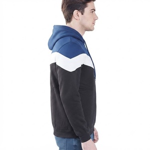 Sudadera con Capucha Premium para Hombre, Diseño Chevron con Bloques de Color, Felpa Gruesa, Cordón Ajustable, Estilo Casual Urbano, Deportes de Invierno - Product Image 3