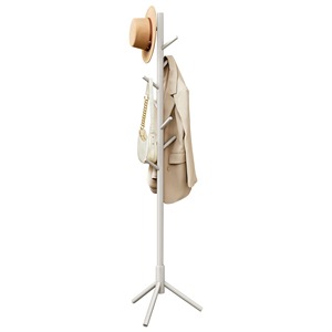 Porte-manteau sur pied minimaliste avec plusieurs crochets, solution de rangement en métal blanc pour entrée - Product Image 5