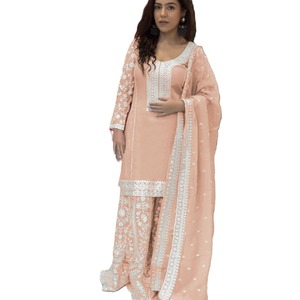 CHAÎNE DE BRODERIE GEORGETTE ATTRACTIVE TOP PALAZZO AVEC DUPATTA - Product Image 1