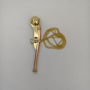 Sifflet de marin en laiton massif et cuivre, vintage, fait main, léger, avec chaîne, pour ordres de commandant, logo personnalisé - Product Image 3
