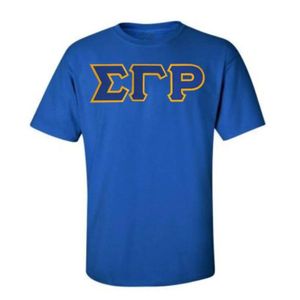 Camiseta de Sarga Azul con Letras de la Hermandad Griega Sigma Gamma Rho para Mujer, Envío en 2 Días, Manga Corta, Cuello Redondo, Ropa Universitaria Personalizada - Product Image 1
