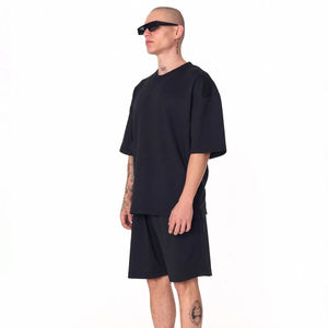 Conjunto Deportivo de Verano para Hombre, 2 Piezas, Estilo Hip Hop, Secado Rápido, Tejido de Punto, Camiseta de Color Sólido, Logotipo Personalizado, Servicios OEM - Product Image 3