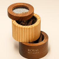 ROYAL ARTISANS Fait à la Main Pin Acacia Bois Durable Bakhoor Brûleur Mubkhar Aromatique Porte-encens pour Bureau à Domicile Ramadan Spécial