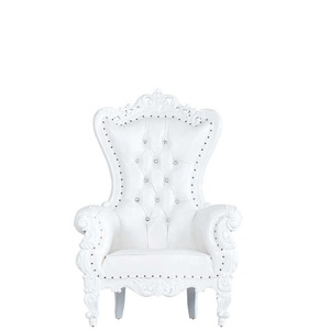 เก้าอี้5ft หรูหราสง่างามทำจากไม้มะฮอกกานีสีขาวแบบฝรั่งเศสโบราณสำหรับจัดเลี้ยงเฟอร์นิเจอร์โรงแรมสูงด้านหลัง - Product Image 1