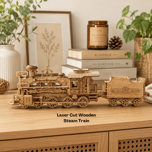 Vintage Steam Train Wooden <b>Model</b> <b>Kit</b> Laser Cut DIY 3D Locomotive Puzzle Toy for Kids Collectors Hobbyists and Home Display Decor - Product Image 2