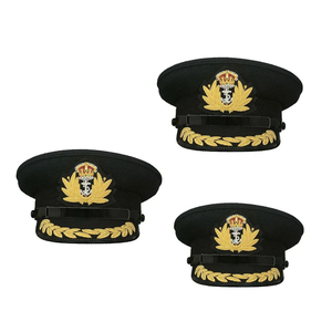Professional Ceremonial Cap Gold Rope Trim Black Visor Metal Emblem Formal Dress Headwear Wholesale - Product Image 3